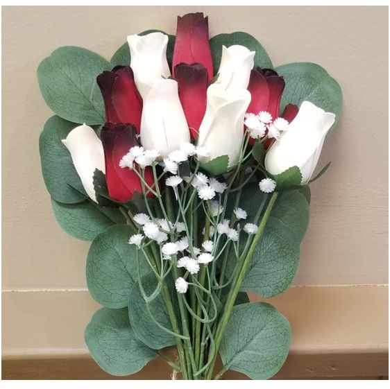 Red & White Wooden Roses Bouquet 