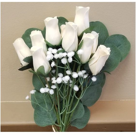 White Wooden Roses Bouquet 