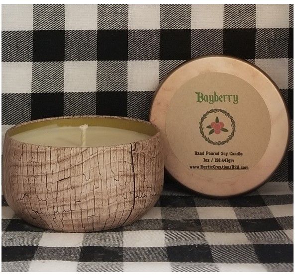 Bayberry Wood Grain Tin Candle