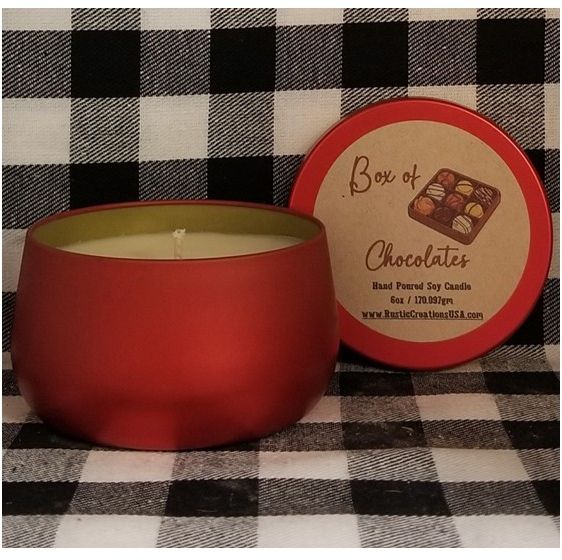 Box of Chocolates Red Tin Candle