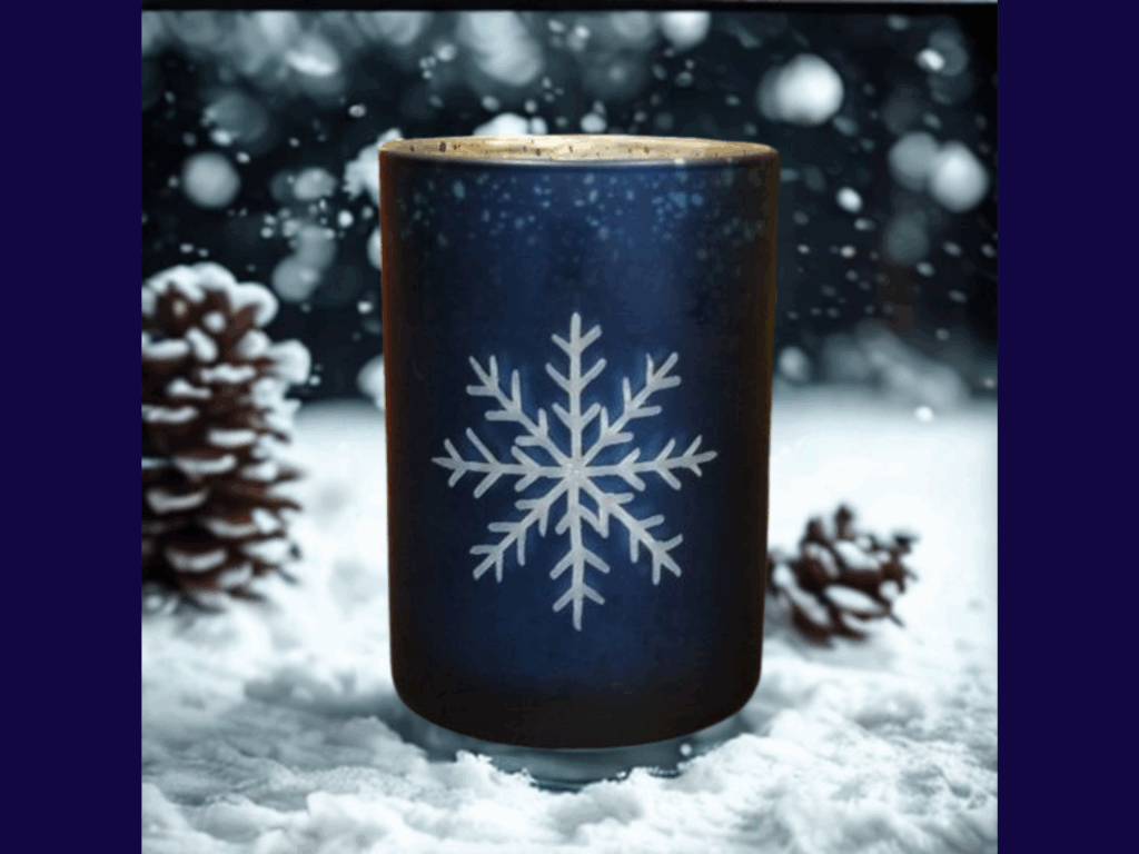 Snowflake Candle Holder with Christmas in the Woods Scent