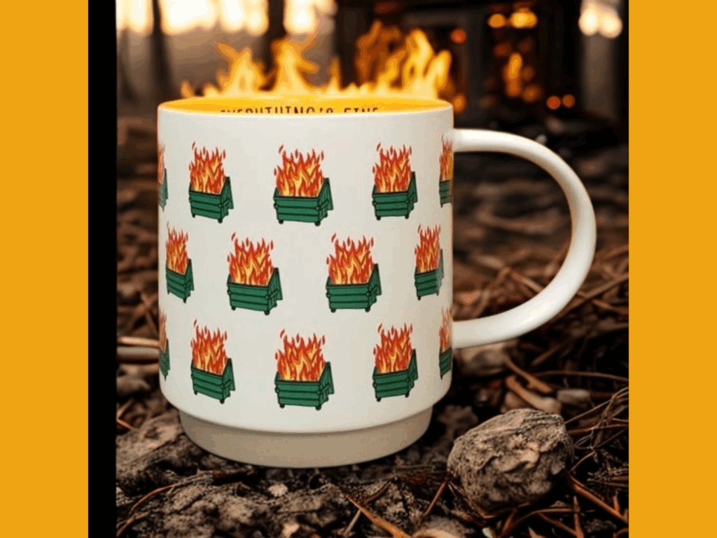 Dumpster Fire Mug with Bushel of Blueberries Scent